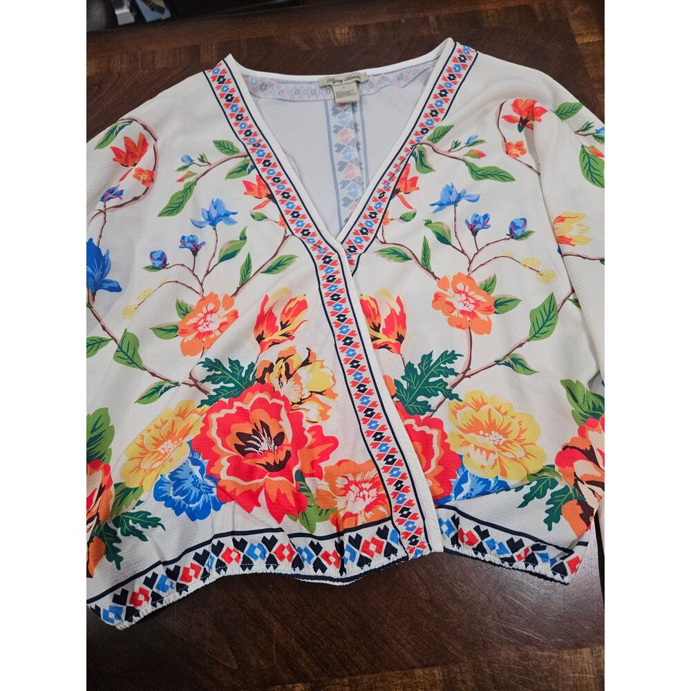 Flying Tomato Boho Floral Kimono Sleeve Crop Top Festival Cottagecore L - Picture 3 of 6